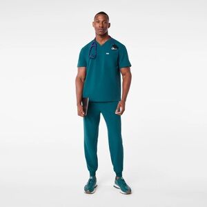 FIGS Leon Top Tansen Jogger Scrub Set Caribbean Blue Teal Men’s Medium Short